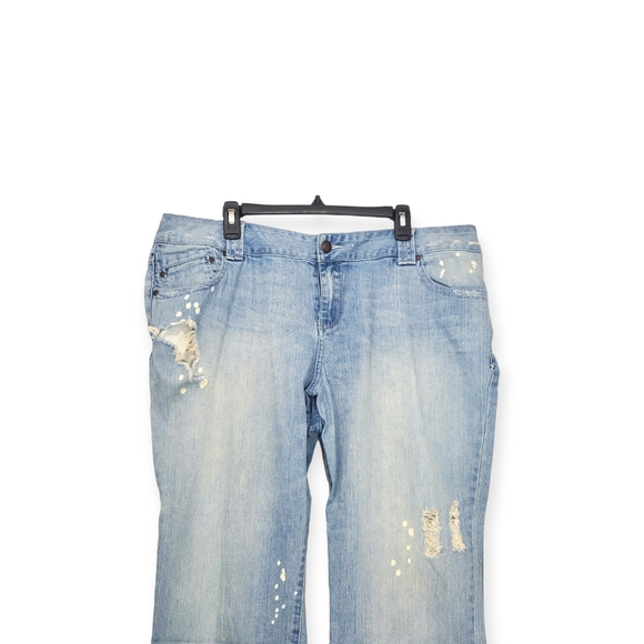 Lane Bryant Bleach Splatter Distressed Boyfriend Denim Jeans sz 20 Average - Picture 7 of 12